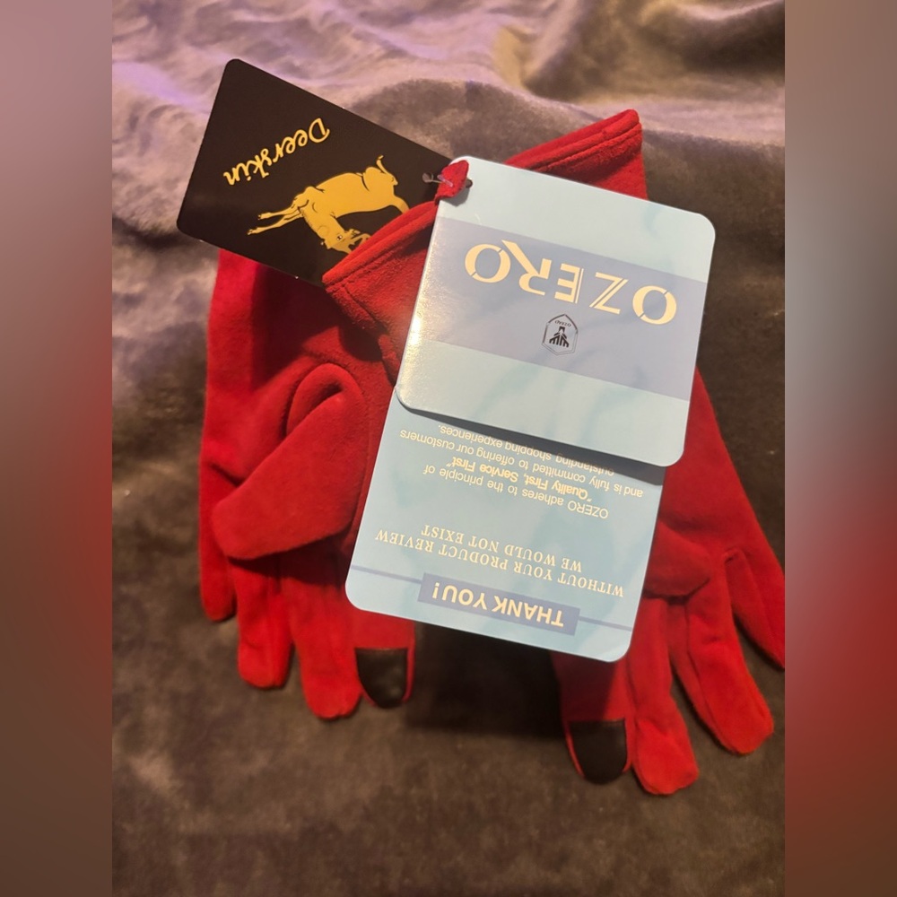 Red Suede Ladies Gloves - Picture 2 of 9